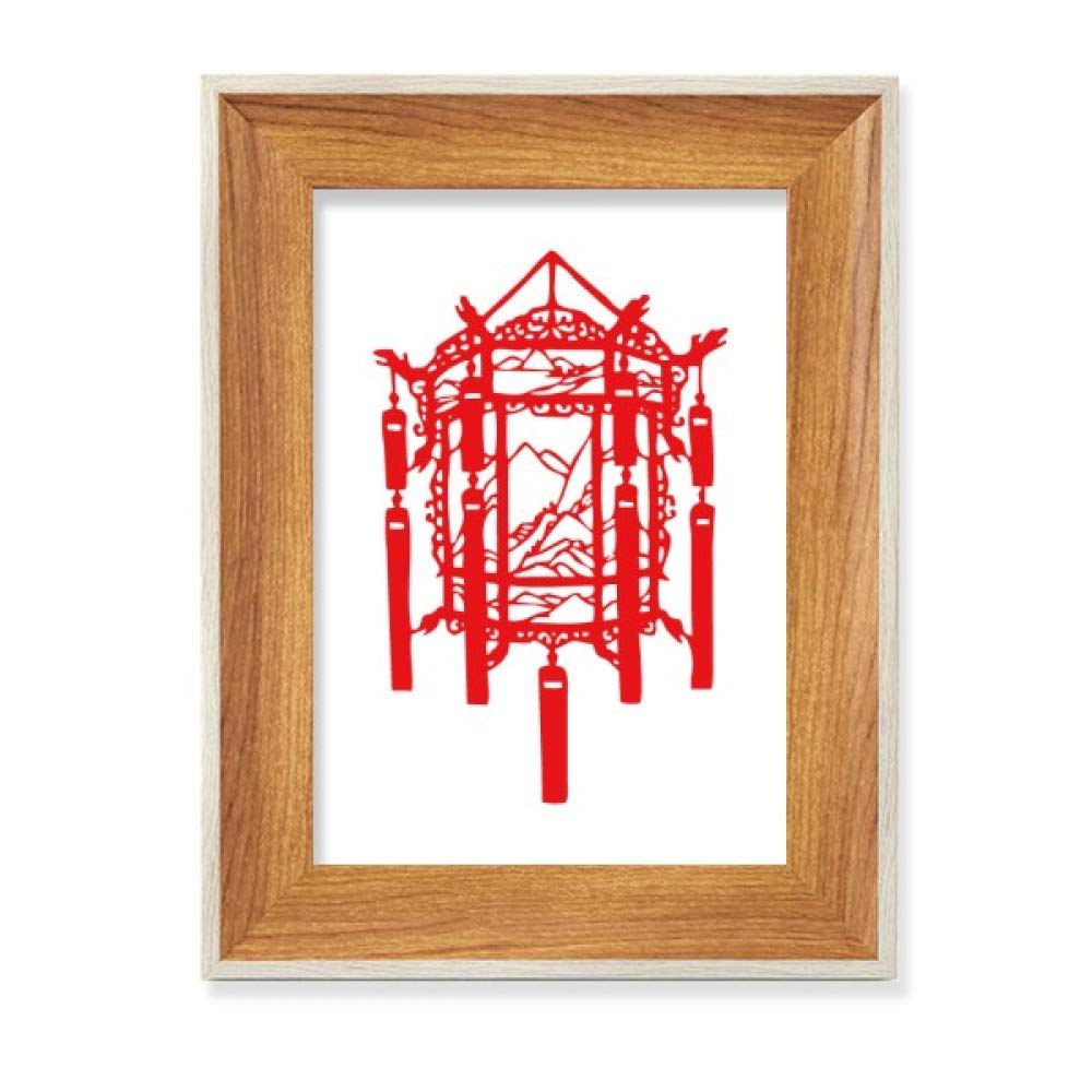 Papier découpé chinois Lanterne Rouge avec cadre en bois pour sublimer votre salon