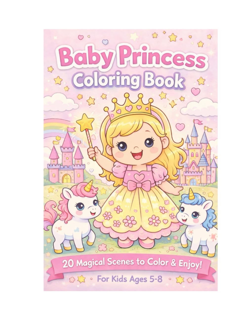 Princess Coloring Book for Kids Ages 3–8: Cute & Magical Princesses, Castles, Dresses, and Fairy-Tale Scenes | Fun & Easy Coloring Pages for Girls