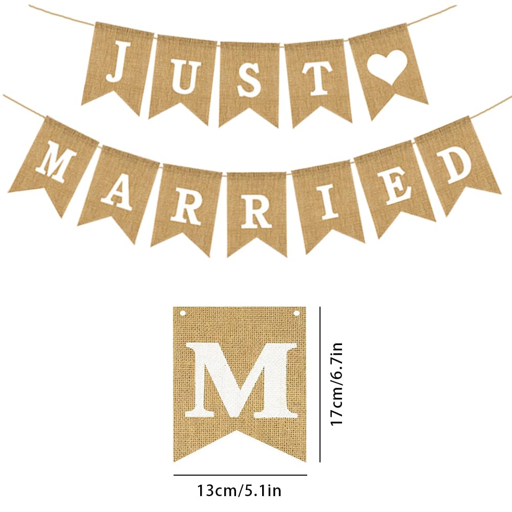 Torytoe Decoration Mariage Just Married, Bannière En Jute