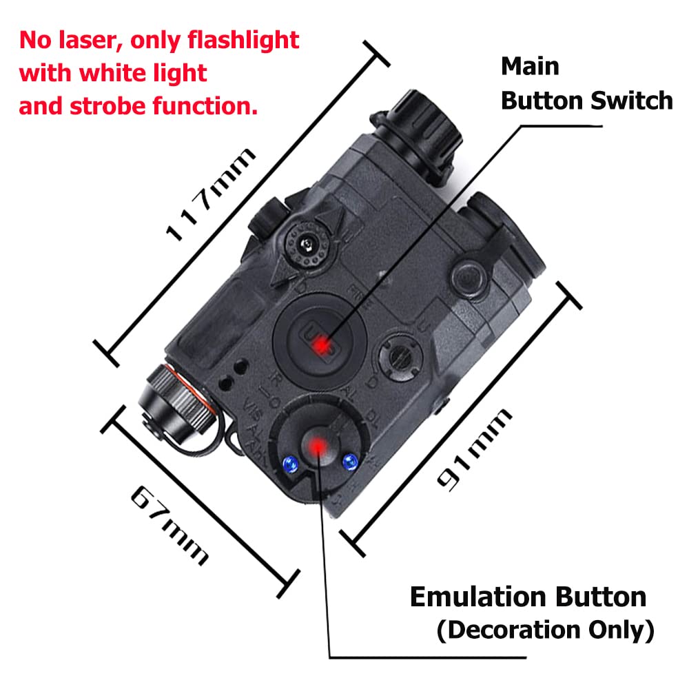 PEQ LA-5C UHP Torch Version lampe de poche, éclairage blanc et boîte de cas de fonction stroboscopique boîte de batterie factice avec interrupteur de coussin de pression LA-5C