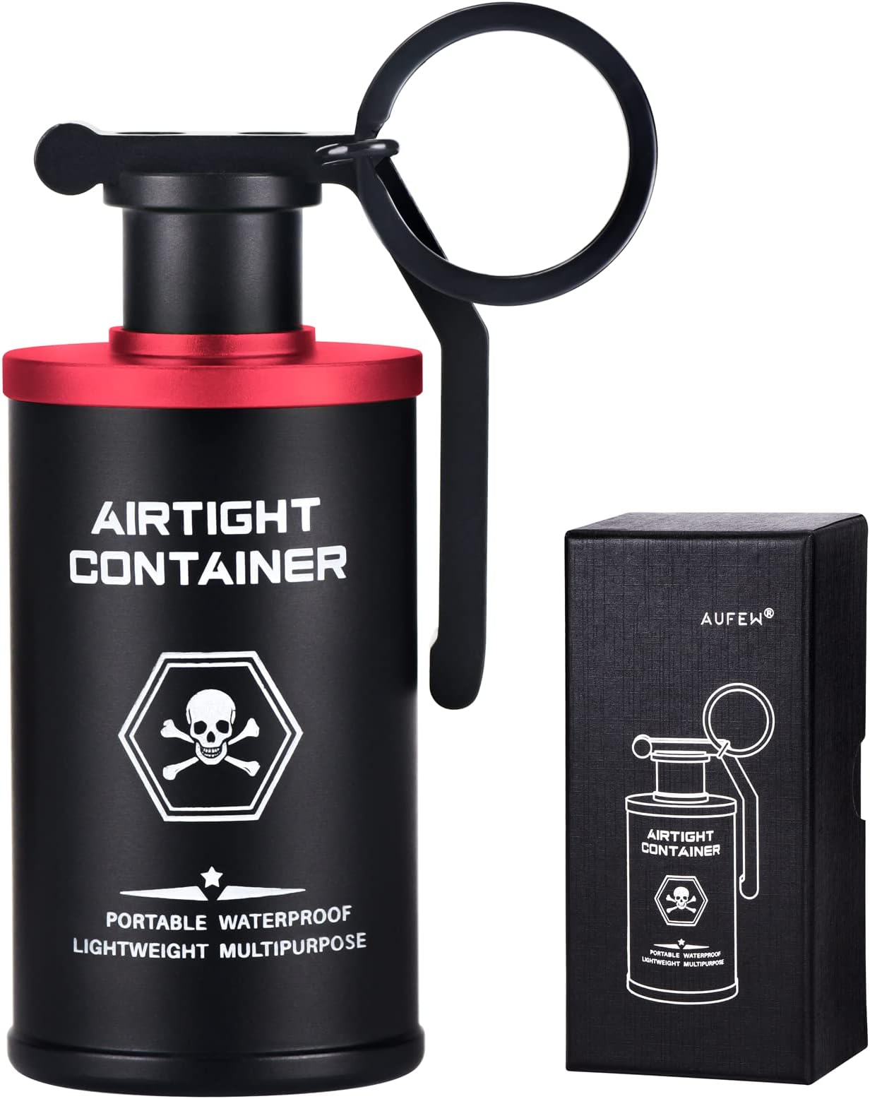 AufewPortable Pill Box Aluminum Alloy Waterproof Small Pill Organizer EDC Pill Medicine Container Keychain Gadget for Outdoor Travel Camping (Red)