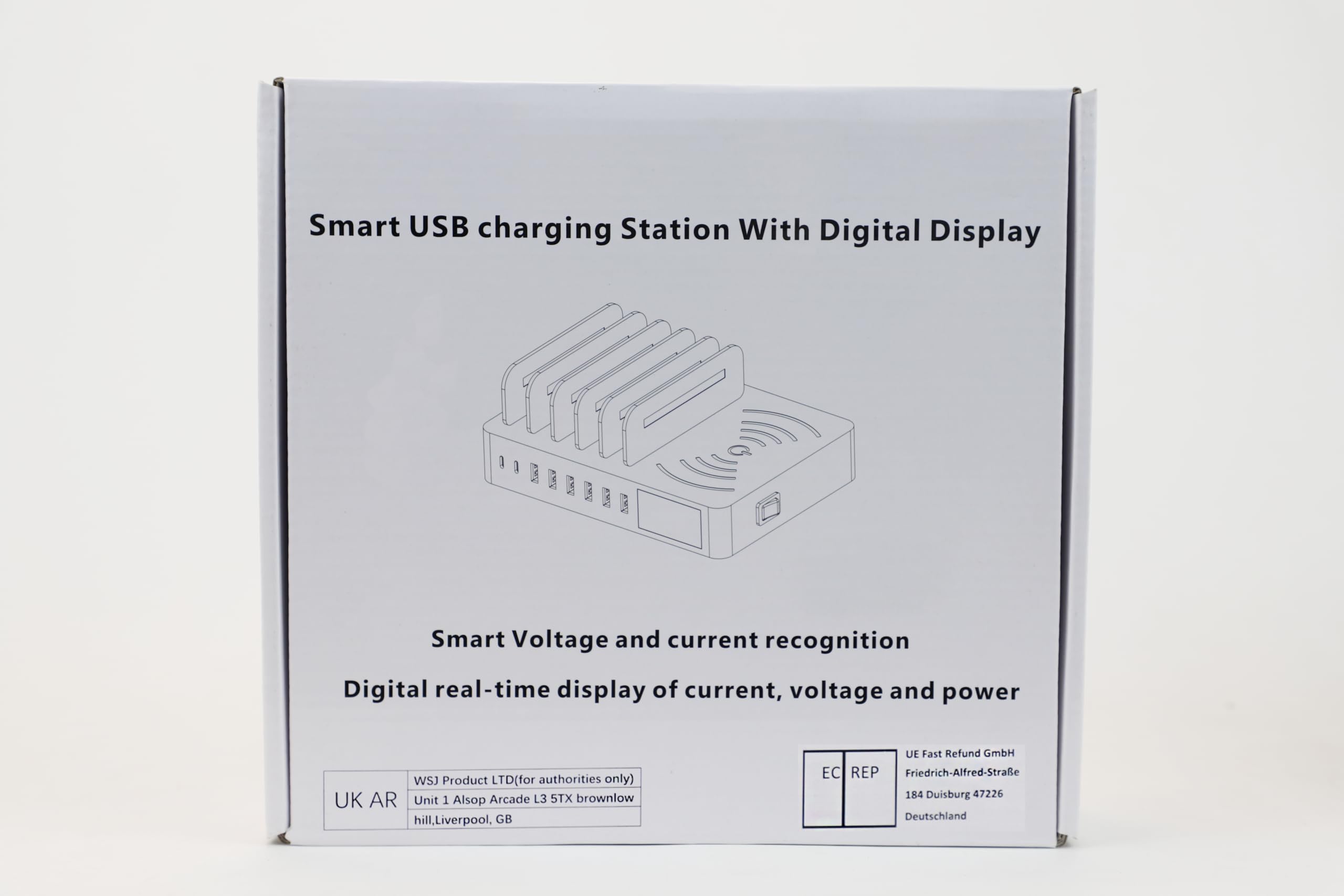Stazione di ricarica per più dispositivi, Stazione di Ricarica USB a 8 Porte Caricatore USB, base ricarica wireless, compatibile con i Phone, i Pad, tablet