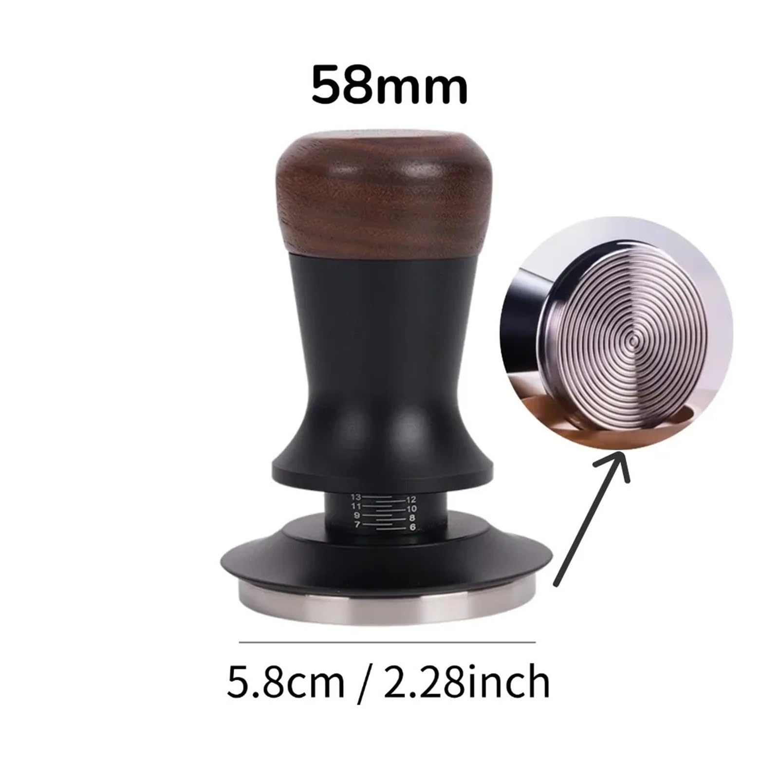 General 51/54/58mm café Tamper Base ondulada nivelación presión constante Manual Espresso herramienta profesional Barista(Thread bottom-58mm)