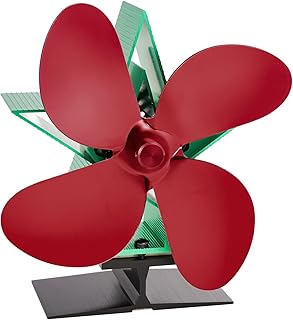 Anuncio Patrocinado - Ventilador de estufa de 4 aspas con termómetro magnético alimentado por calor, decoración de Navida...