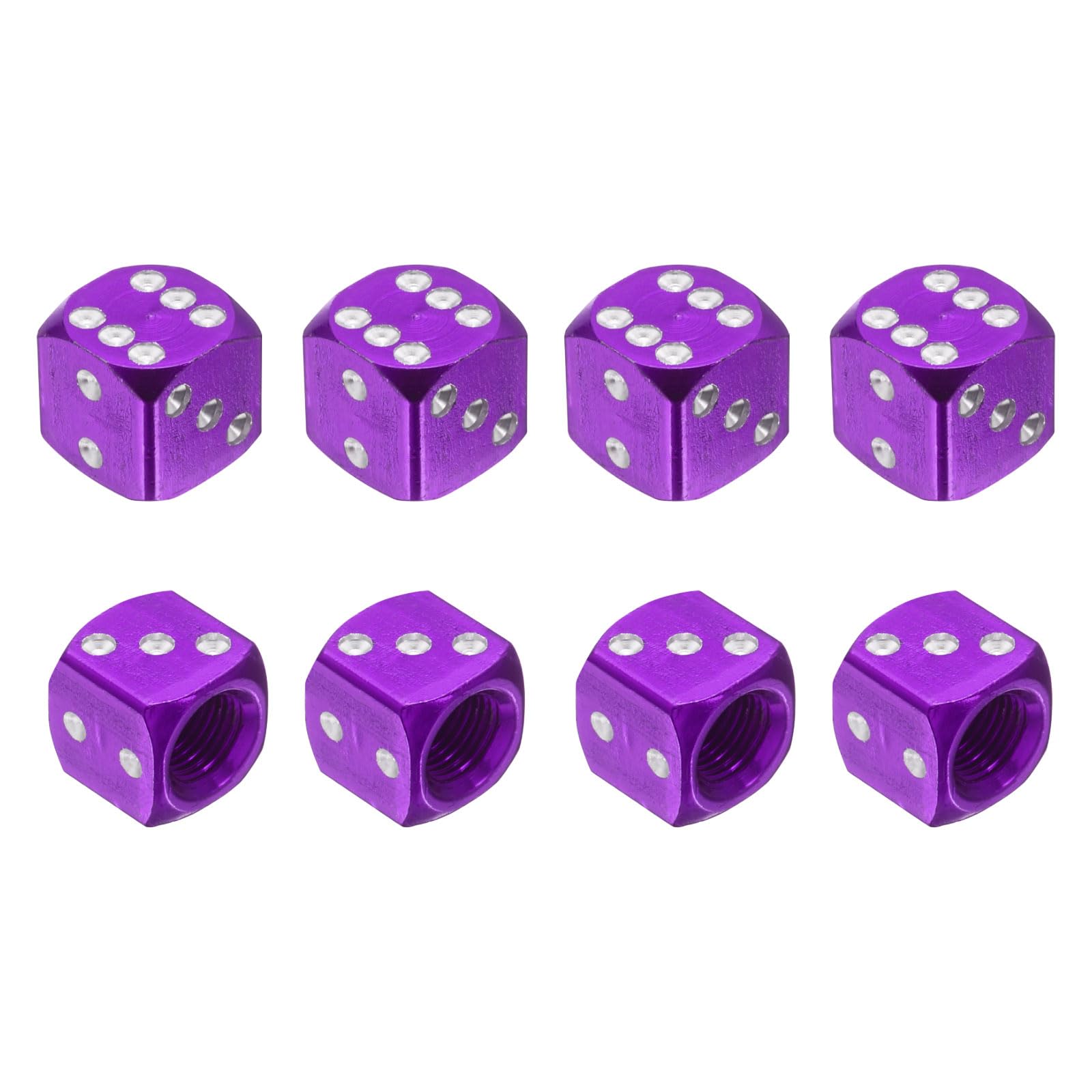 PATIKIL Dice Tire Valve Stem Caps, 8PCS Universal Aluminium Alloy Dustproof Tire Valve Stem Covers for Cars SUV Trucks Bikes Motorcycles Bicycles, Purple