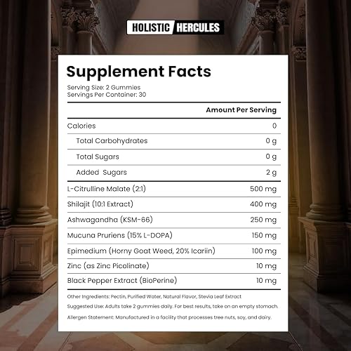 Miniatura 9 de Holistic Hercules Gomitas Shilajit 7 en 1 energía natural, vitalidad y apoyo a la testosterona, shilajit, musgo marino, ashwagandha y más de 92
