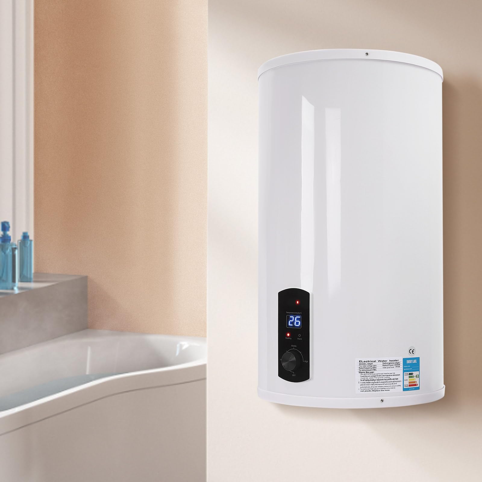 Serbatoio per acqua calda, 70 l, 2000 W, scaldabagno, scaldabagno per bagno, parrucchieri, hotel, pensioni, saloni di bellezza, bar