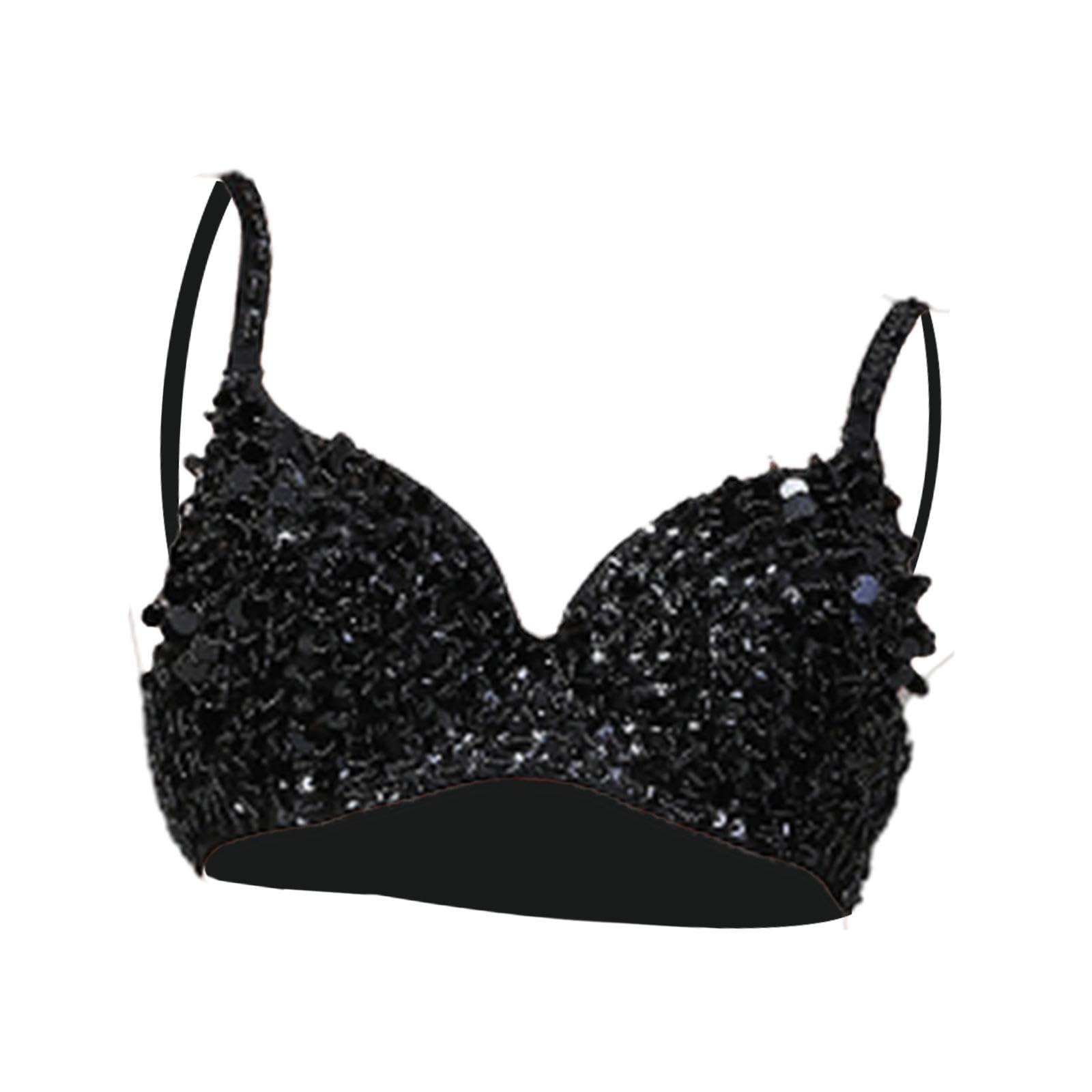 BNF® Sequin Corset Luxury Handmade Glitter Crop Top Bra for Nightclub Party Stage L Black|Clothing, Shoes & Accessories | Womens Clothing |Tops & Blouses|1 Women's Push Up Bra-image-19