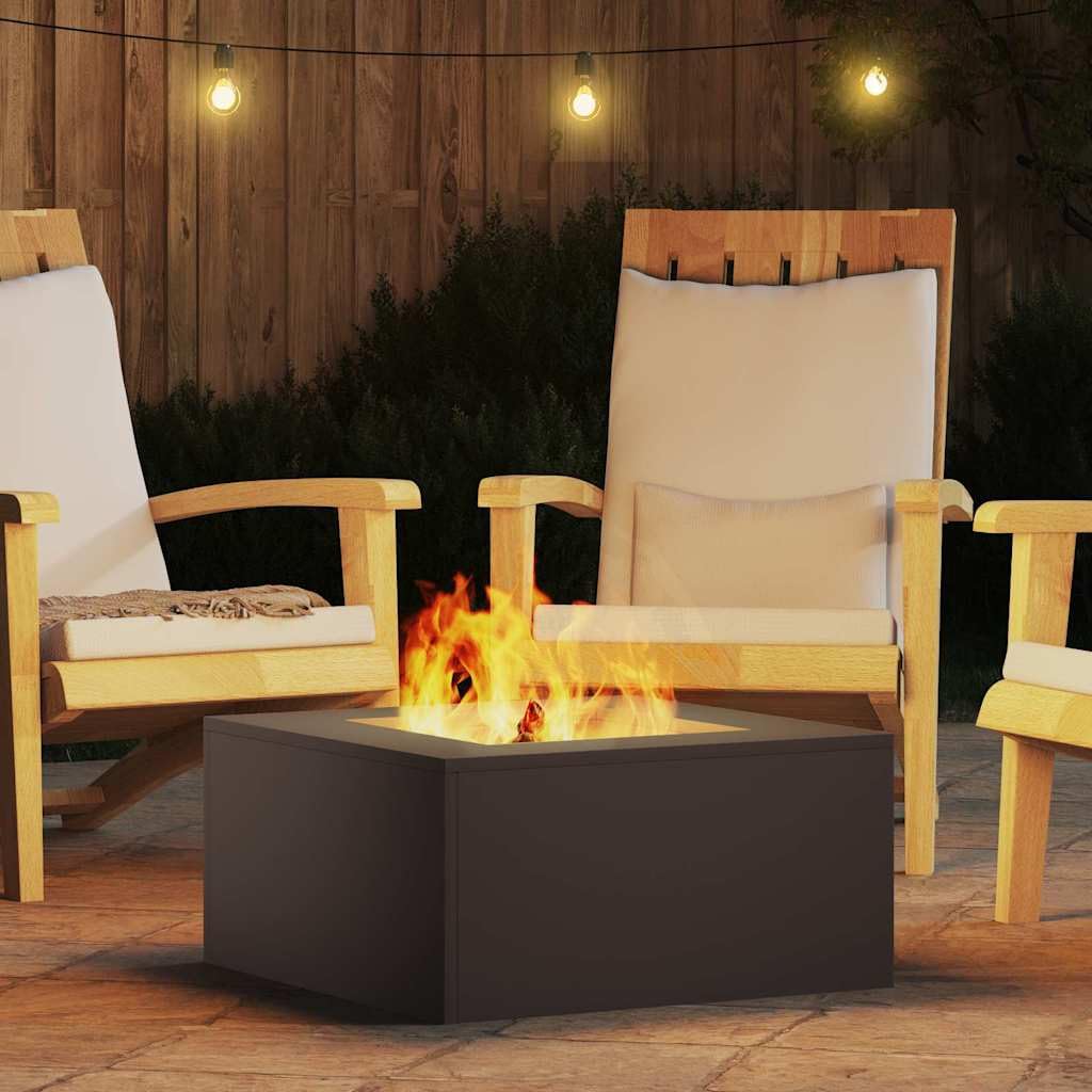 vidaXL Kominek Czarny 60 x 60 x 30 cm Stal, Otwarty piec ogrodowy, prostokątny i przenośny, trwałe rozwiązanie do grilla, stylowe na patio