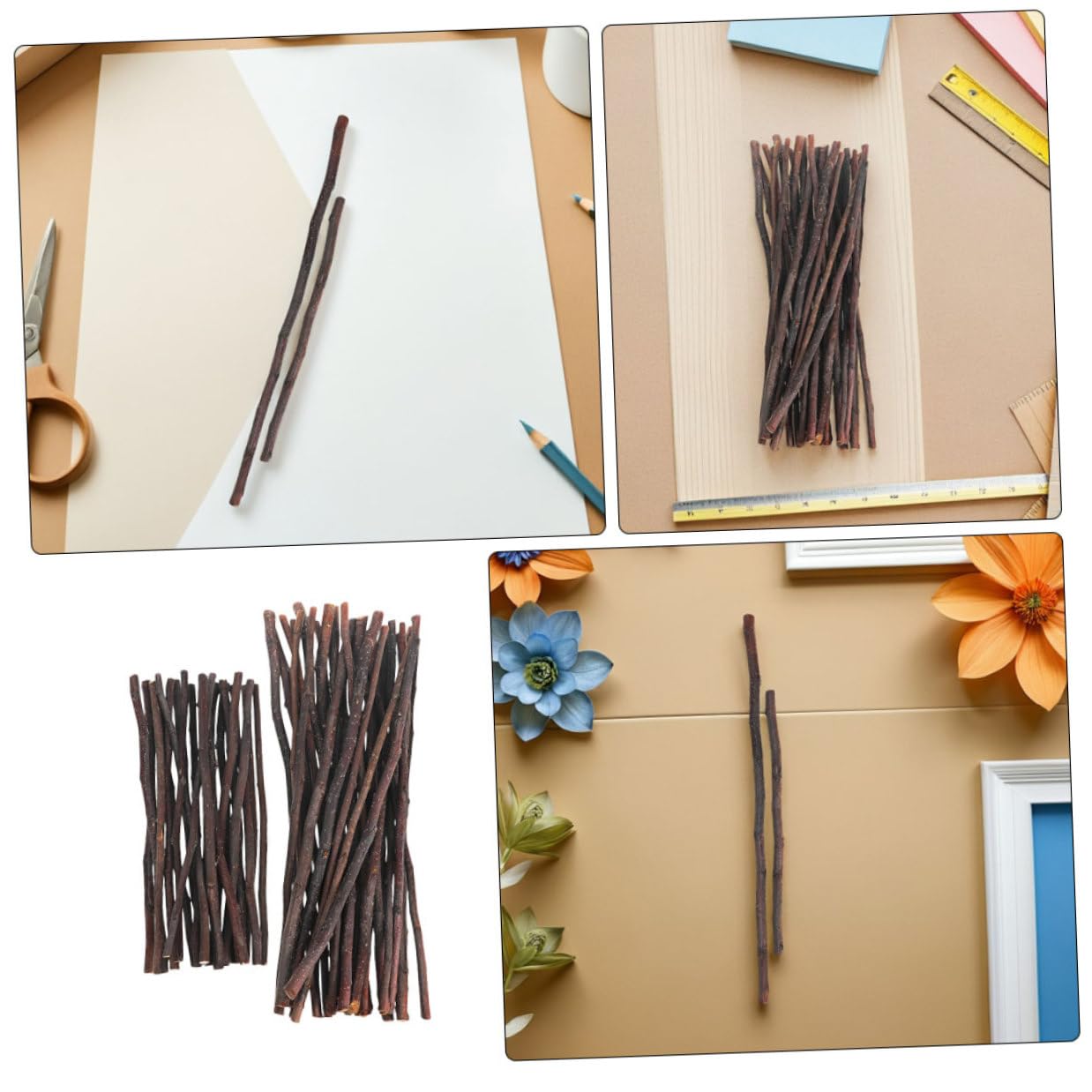 60 Piezas Palitos de Madera para Manualidades Varillas Naturales Artesanales para Decoración Rústica Proyectos DIY Adornos Hogar y Manualidades con Madera