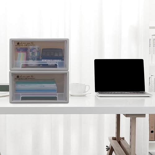 Miniatura 2 de Cajón de almacenamiento apilable de plástico, cajones apilables pequeños, paquete de 3