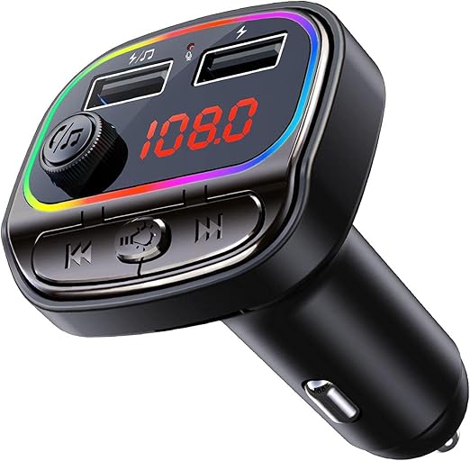 Amazon Co Jp Fmトランスミッターカーラジオアダプター Bluetooth 音楽再生 2つ充電ポート付き 車載充電器 7色変換ledライト スマホ Sdカード 12 24v車に適応すべてのbluetooth対応デバイスをサポート 車 バイク