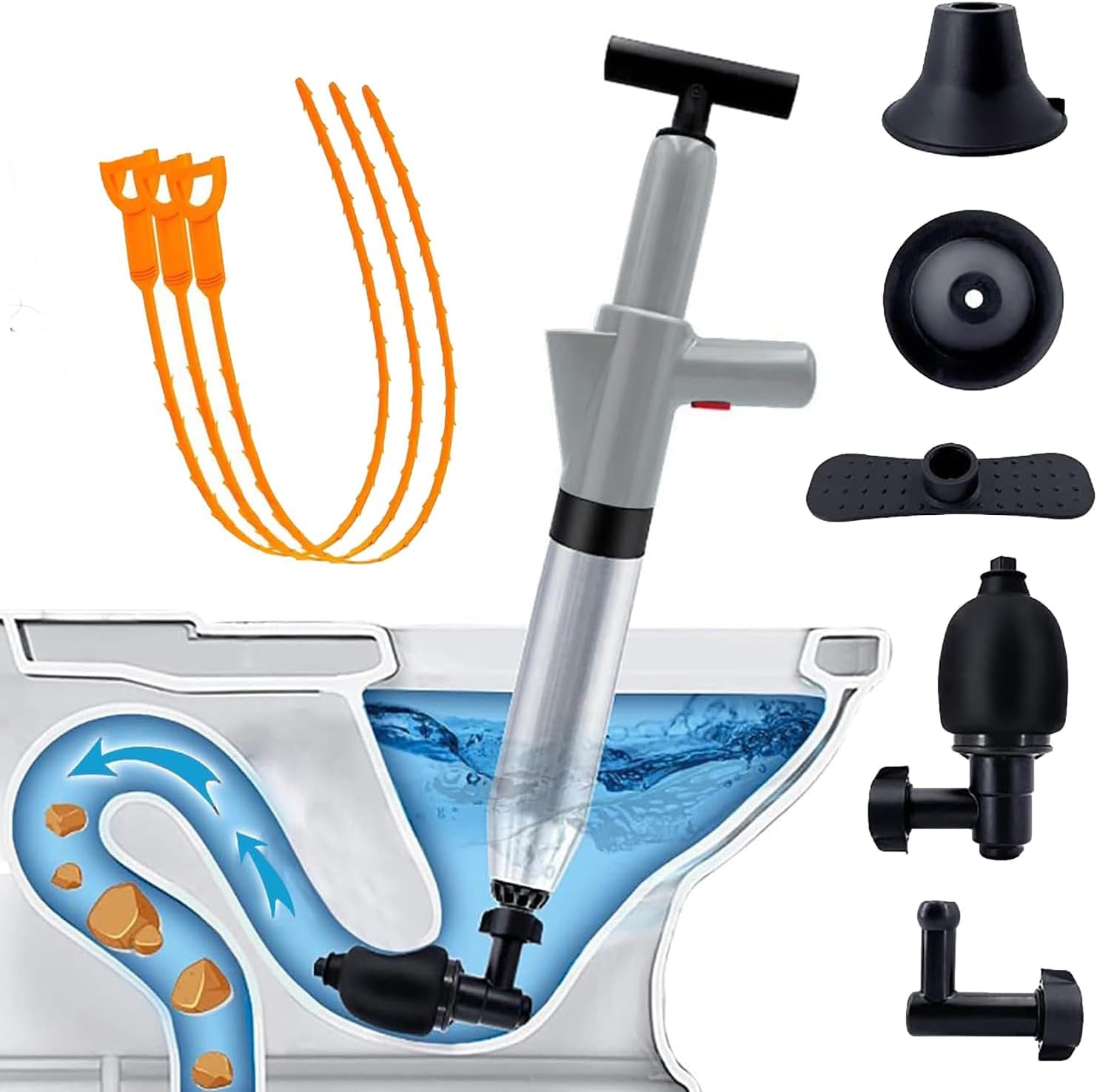 Toilet Plunger Air Drain Blaster: Power Air Plunger for Toilet, Speetop High Pressure Drain Plumb Plunger Gun, Stainless Steel Air Plungers, Sink Plunger, for Toilets,Kitchens,Bathrooms