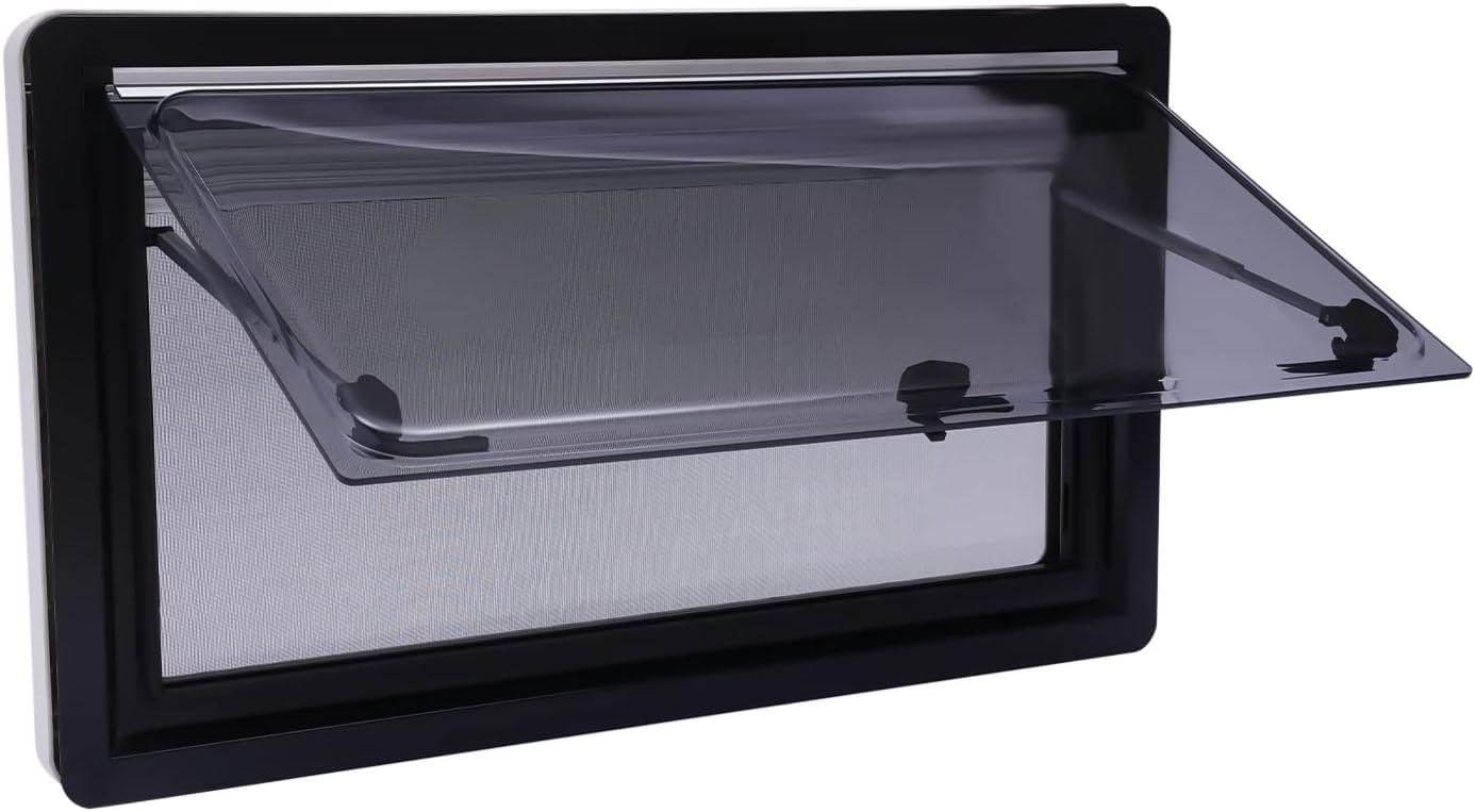 Finestra per roulotte laterale pieghevole con tenda e zanzariera per esterni, per camper, furgoni, furgoni (900 x 500 mm)