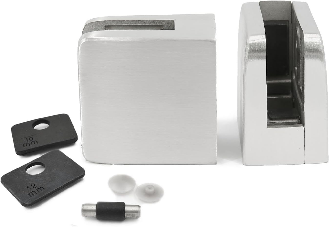 Stainless Steel 316 [Marine Grade] Handrail Railing System: 1-5/8"(40 * 40MM) Square Middle Post w/Square Glass Clamps 180°, for 3/8" or 1/2" Glass Thickness, Height 42"