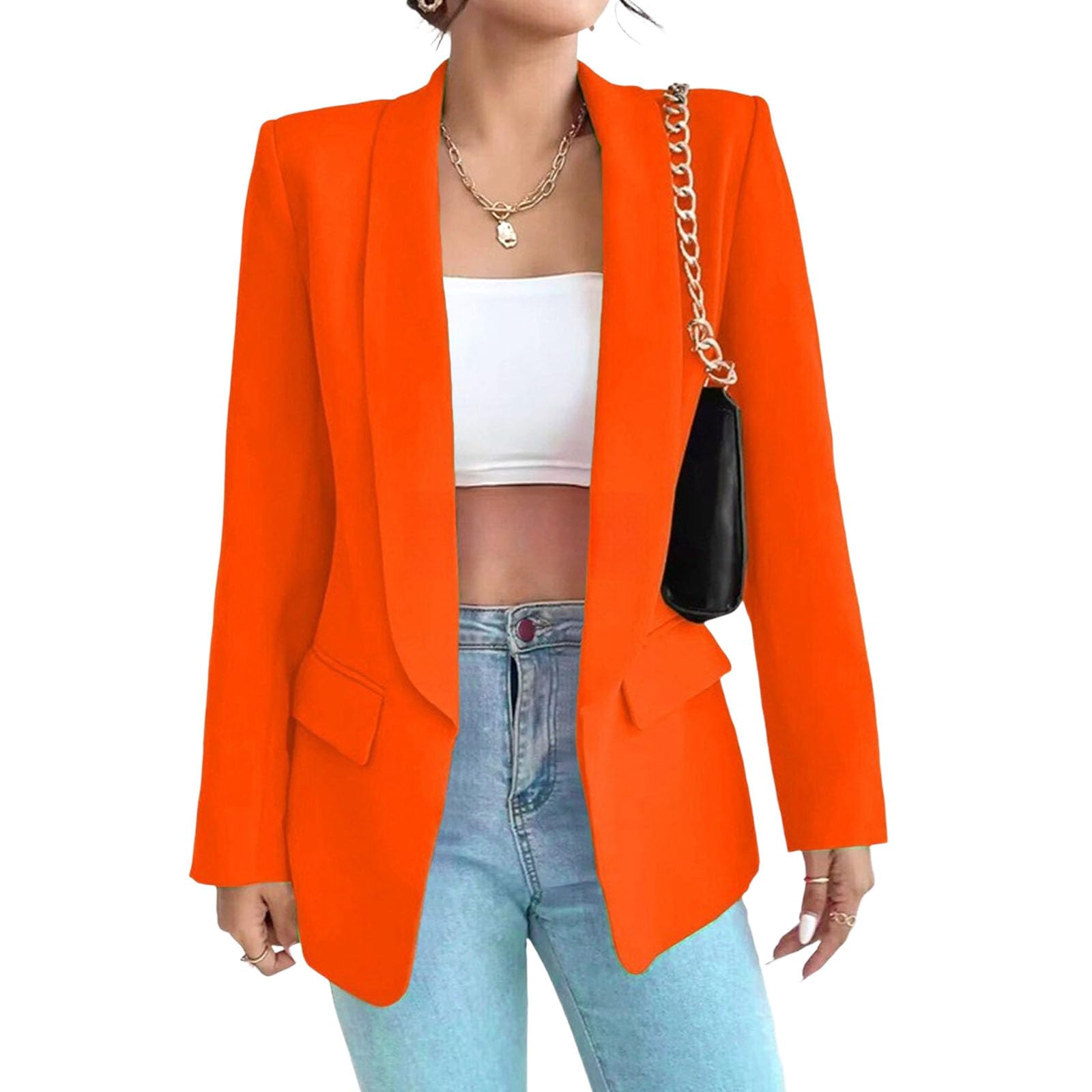 Casual Blazers for Women Long Sleeve Open Front Blazer Jacket Casual Work Office Suit Spring Fall 2025