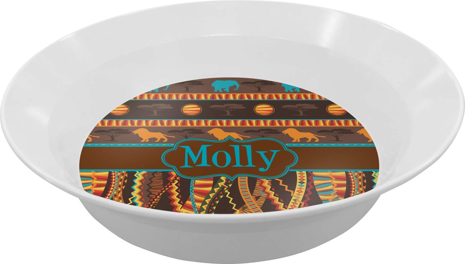 Personalized African Lions & Elephants Melamine Bowl - 12 oz
