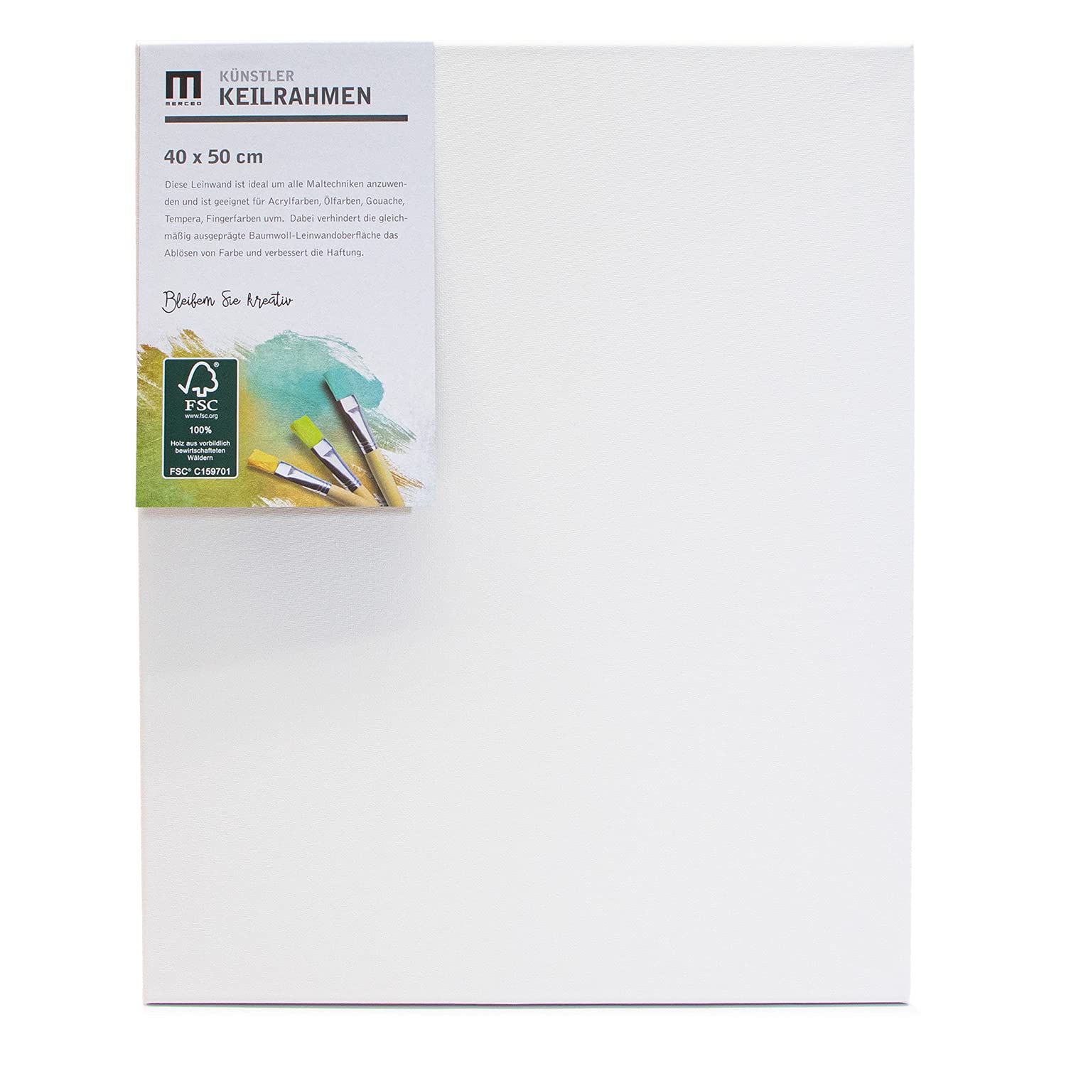 Juego de 10 lienzos para pintar (5 unidades de 40 x 50 cm, 5 unidades de 30 x 40 cm), lienzo de algodón 100%, tensado en bastidor de madera FSC®, 280 g/m², 2 capas de imprimación blanca