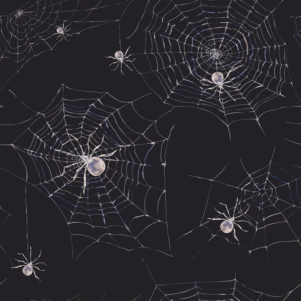 18"x236" Black and White Spider Web Decorations Peel and Stick Self Adhesive Wallpaper Removable Contact Paper Stick on Easy Peel Off Wall Paper for Kitchen Bedroom Bathroom Renter