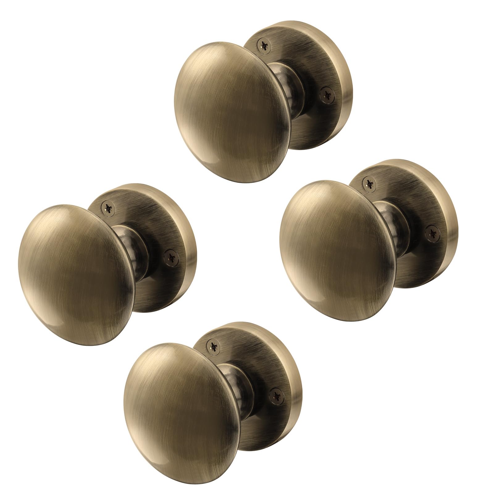 EAI Antique Brass Door Knobs - 2 Pairs of Victorian Mortice Knobs (55mm) for Internal Doors