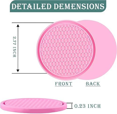 Miniatura 2 de Posavasos de automóvil para portavasos 4 unidades, alfombrillas de silicona de 2.77 pulgadas, antideslizantes, universal, inserto para portavasos de