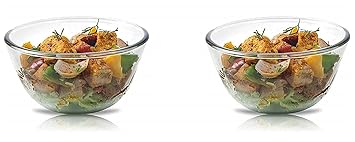 SignoraWare Borosilicate Glass Mixing Bowls and Serving Bowls Set, Micro Wave Oven Safe (500ml+500ml, Set Of 2 Piece, Transparent Clear)