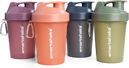 Smartshake Botella mezcladora de proteínas para mezclas de proteínas, paquete de 4 unidades, 13.5 onzas, vasos mezcladores a prueba de fugas para