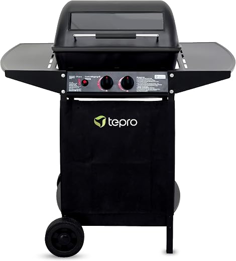 Tepro Irvine 508C Gasgrill mit Rollwagen, Edelstahl, 2 Brenner