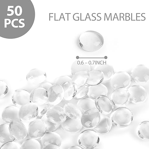 Miniatura 2 de FUTUREPLUSX 50 unidades de canicas de vidrio plano, rocas para acuario, pecera, grava, guijarros, cuentas decorativas para pecera, manualidades,