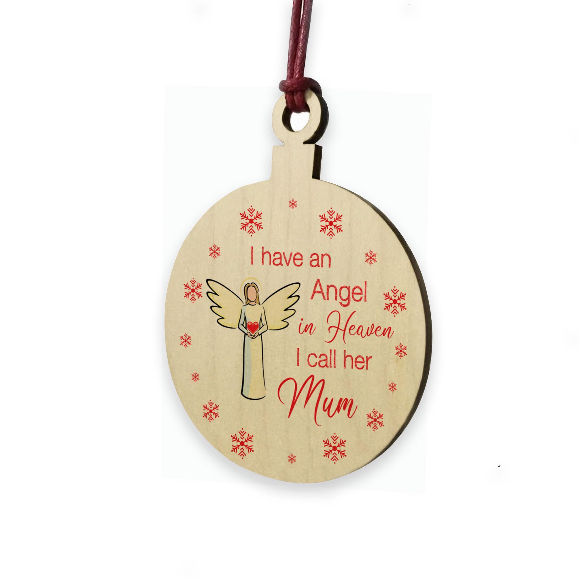 Red Ocean Remembrance Bauble Christmas Tree Decoration For Mum Wooden Plaque Memorial Gifts For Mum Keepsake