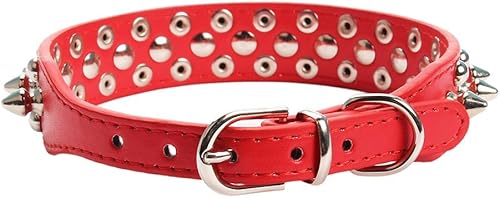 Miniatura 3 de Collar ajustable de piel sintética con remaches de clavos para gatos, cachorros y perros.