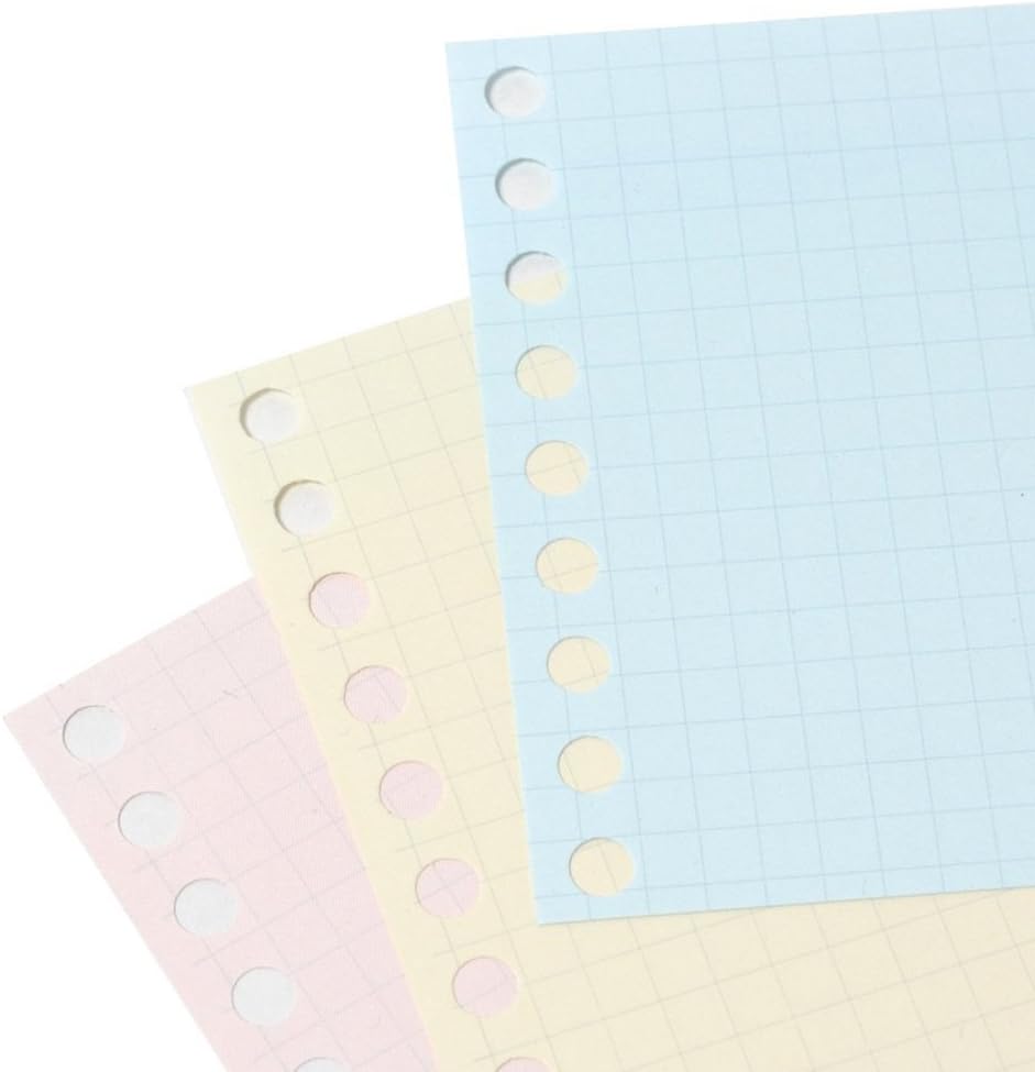 Maruman L1432-99 Mini Loose Leaf, B7 Grid, 0.2 inch (5 mm), 90 Sheets, Set of 10, Assorted 3 Colors