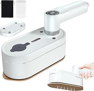Portable Mini Steam Iron with Digital Screen, 2 in 1 Dry and Wet Ironing Handheld Clothing Steamer Small Iron with 8 Preset Steam & Temp Settings for Variable Fabric, 180° Rotatable Fast Heat-Up Iron for Home And Travel , w/Travel Pouch & Stand