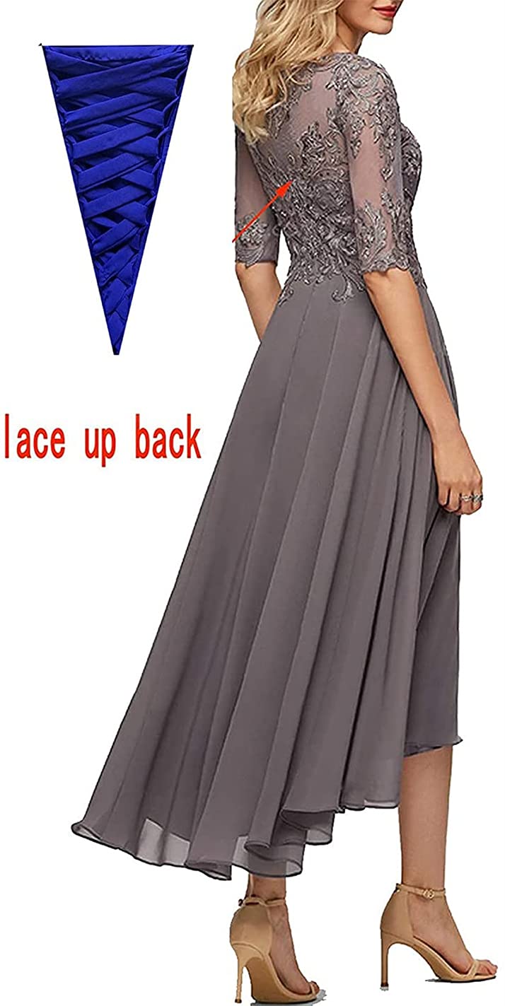 N/ C Vestidos de noche formales con apliques de encaje para madre de la novia y media manga alta y baja