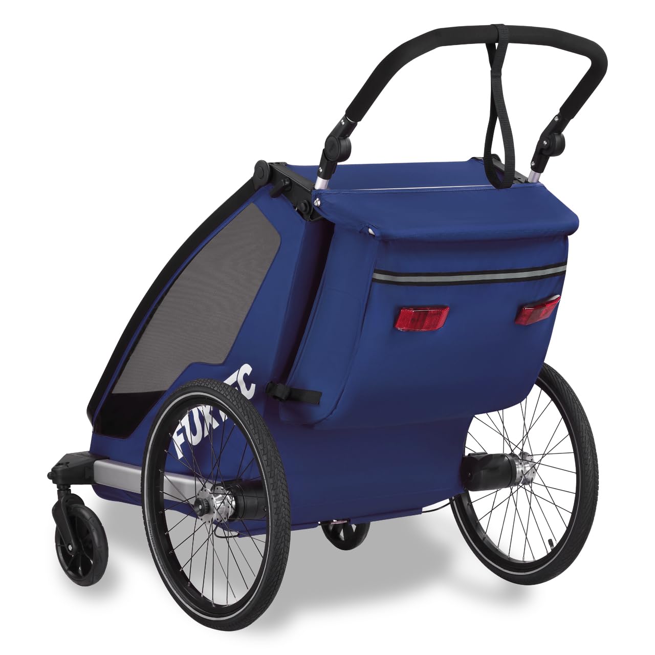 Fuxtec Remorque à Vélo Sport Cruiser Convertible 2 en 1 Aluminium pour 1 Ou 2 Enfants Poussette Pliable et Appuie tête en Option