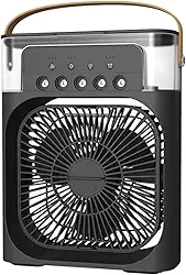 Ar condicionado portátil, mini ventilador de ar condicionado pessoal, ar evaporativo, refrigerador de ar evaporativo com 3 velocidades de vento (baixo-médio-alto) e luz de atmosfera LED de 7 cores para sala e escritório