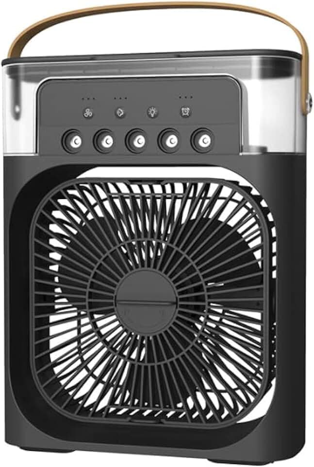 Ar condicionado portátil, mini ventilador de ar condicionado pessoal, ar evaporativo, refrigerador de ar evaporativo com 3 velocidades de vento (baixo-médio-alto) e luz de atmosfera LED de 7 cores para sala e escritório