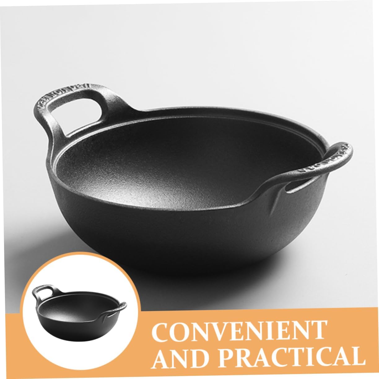 Cast Iron Cooking Pot No Coating Non-stick Stew Pot for Home and Camping Durable Outdoor Cookware for Steaks Seafood and More