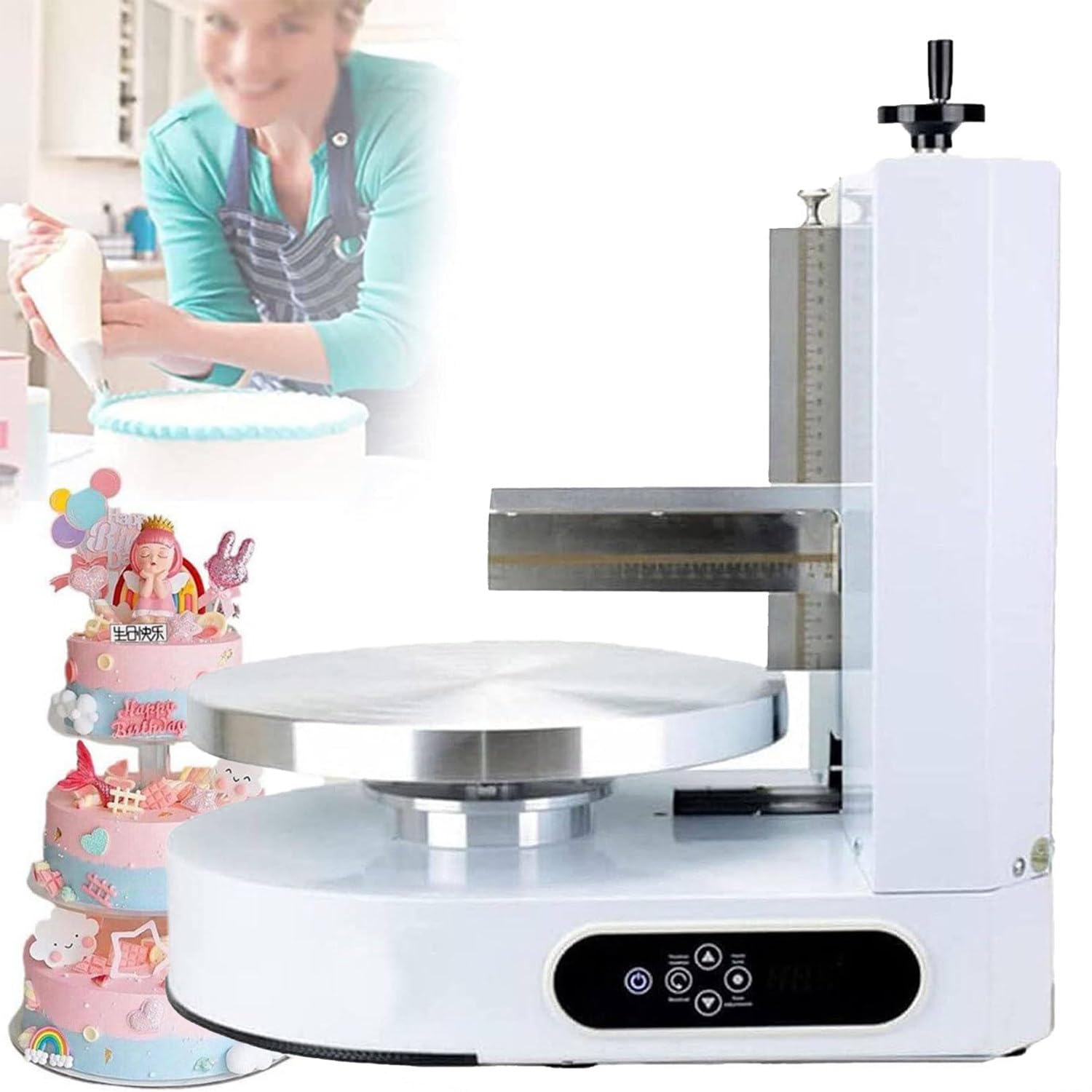 Máquina Eléctrica Alisadora de Crema para Pasteles, Alisador Automático para Pasteles de 4 a 12 Pulgadas, Ideal para Pastelerías, Postres y Uso Doméstico B