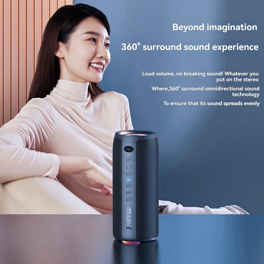Enceinte Bluetooth S51 Pro 40W Enceinte Extérieure avec Lumières Colorées Éblouissantes, Étanche, Batterie Longue Durée, Son Subwoofer