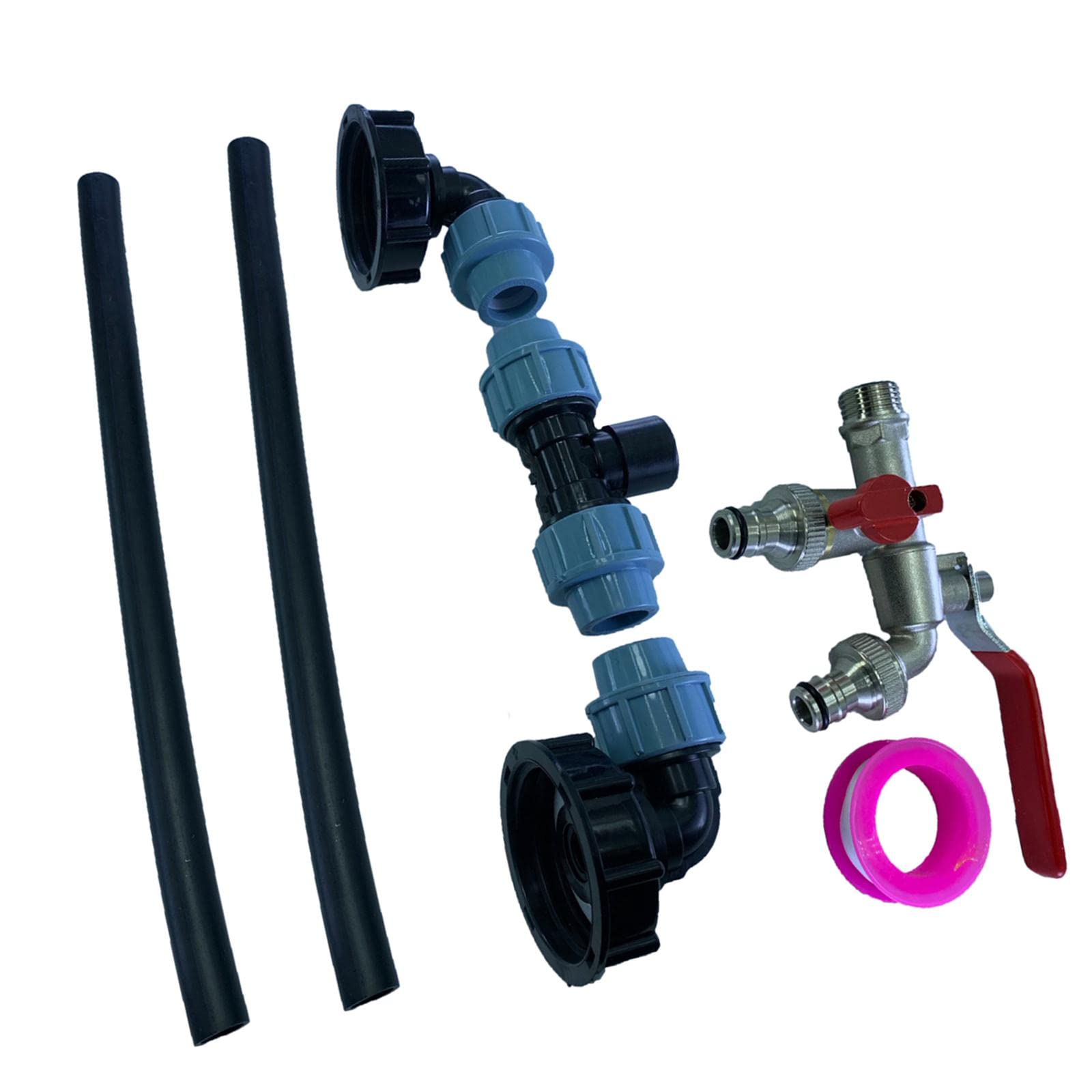 IBC Adapter do zbiornika z gwintem grubym, adapter spustowy, 1 rura 2 zakrzywione złącza, złącze węża do wody, oleju, paliwa, ogrodu, podwórka, łatwa instalacja, C