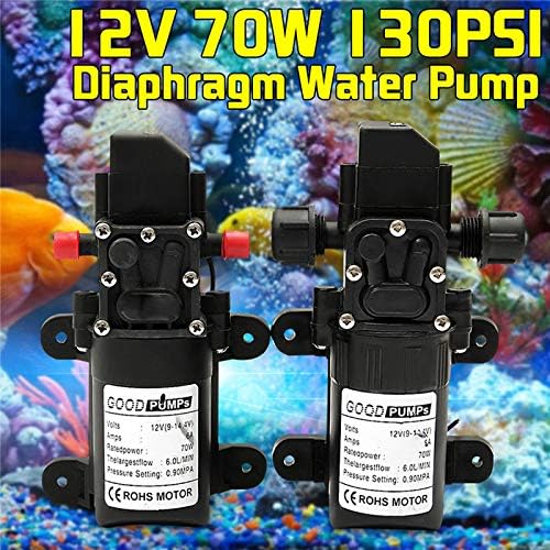 Mini Submersible Portable Electric Water Pump DC 12V 130PSI 6L/Min Water High Pressure Diaphragm Water Pump Self Priming Pump Automatic Switch(Straight)
