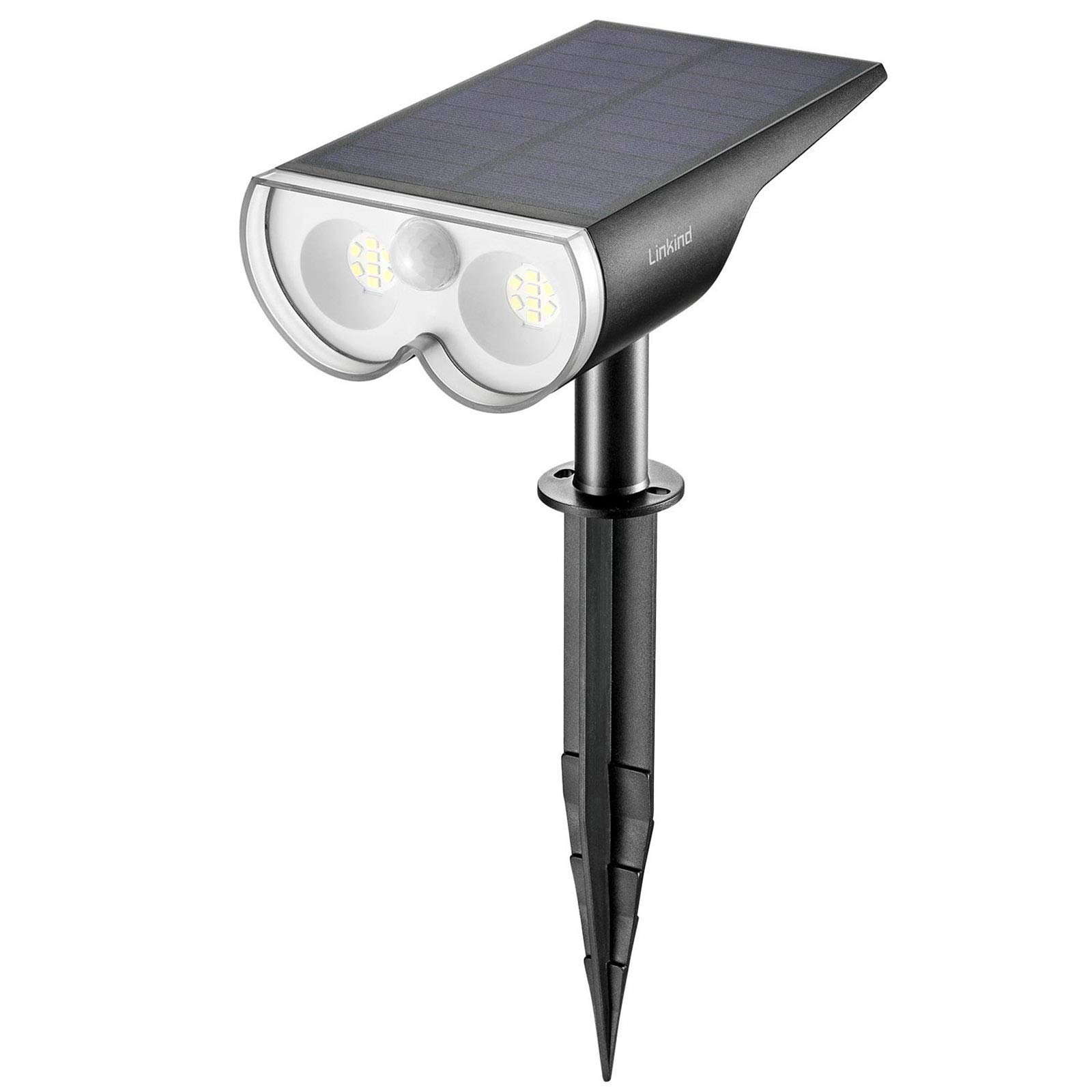 Linkind 1-Pack LED Solar Motion Sensor Landscape Spotlights, Max 650lm IP67 Waterproof Outdoor Garden Lights, 6500K Cold White, Solar Powered Spot Lights for Garden Yard Driveway Porch Walkway