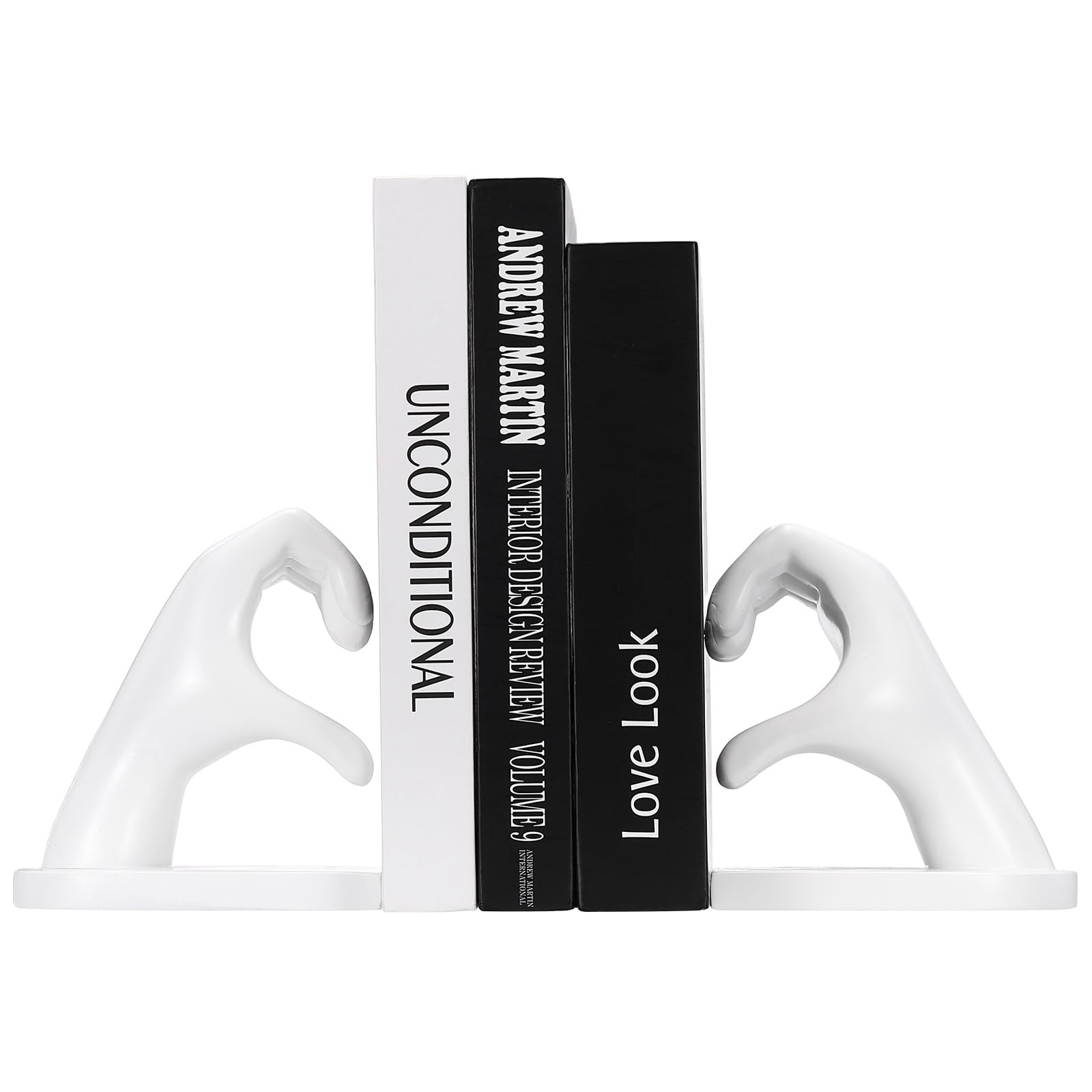 Porte-livres lourd mains en cœur blanc pour stabiliser vos grands romans