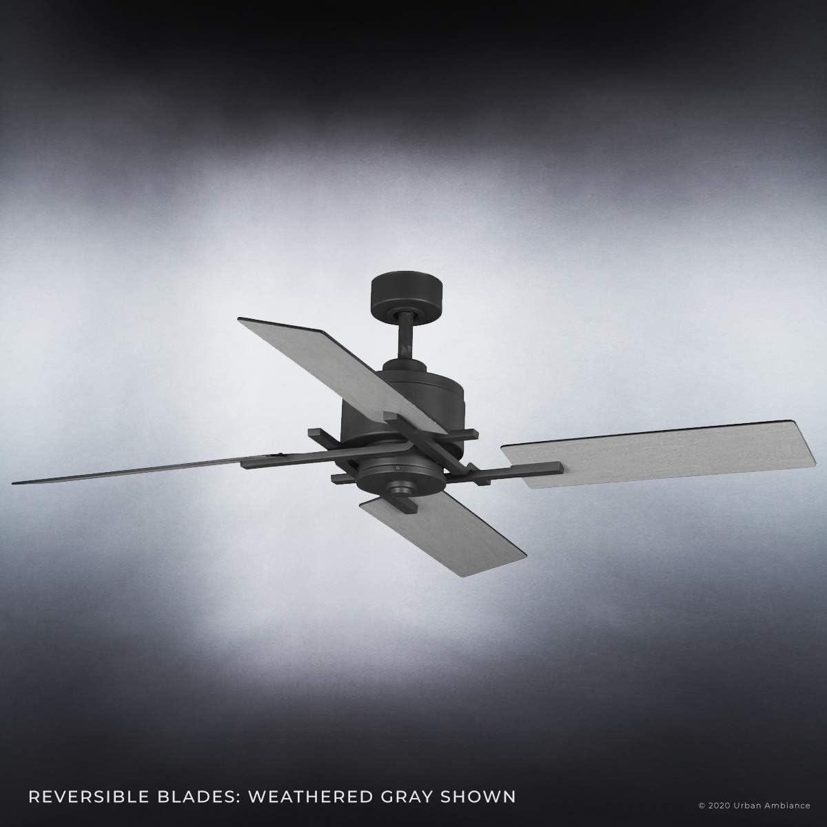 Urban Ambiance Luxury Urban Loft Indoor Ceiling Fan, Medium Size: 15.4" H x 56" W, with Industrial Chic Style Elements, Charcoal Finish, UHP9060 from the Amelia Collection