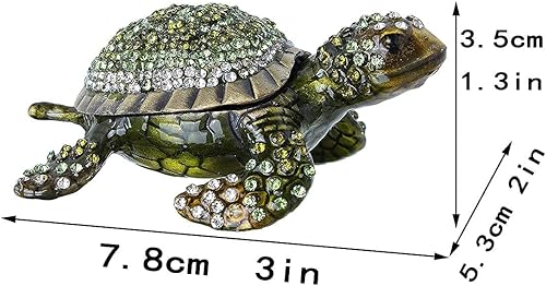 Miniatura 2 de YU FENG Caja de baratijas con figura de tortuga marina y concha azul de diamante