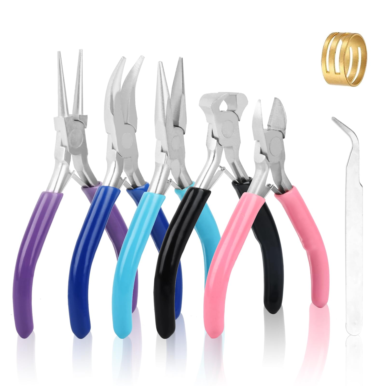5 Pcs Jewelry Making Pliers Tools,Includes Needle,Round,Chain, Bent & Zipper Pliers for Repair, Wire Wrapping & Crafts DIY Craft Jewelry Making Supplies