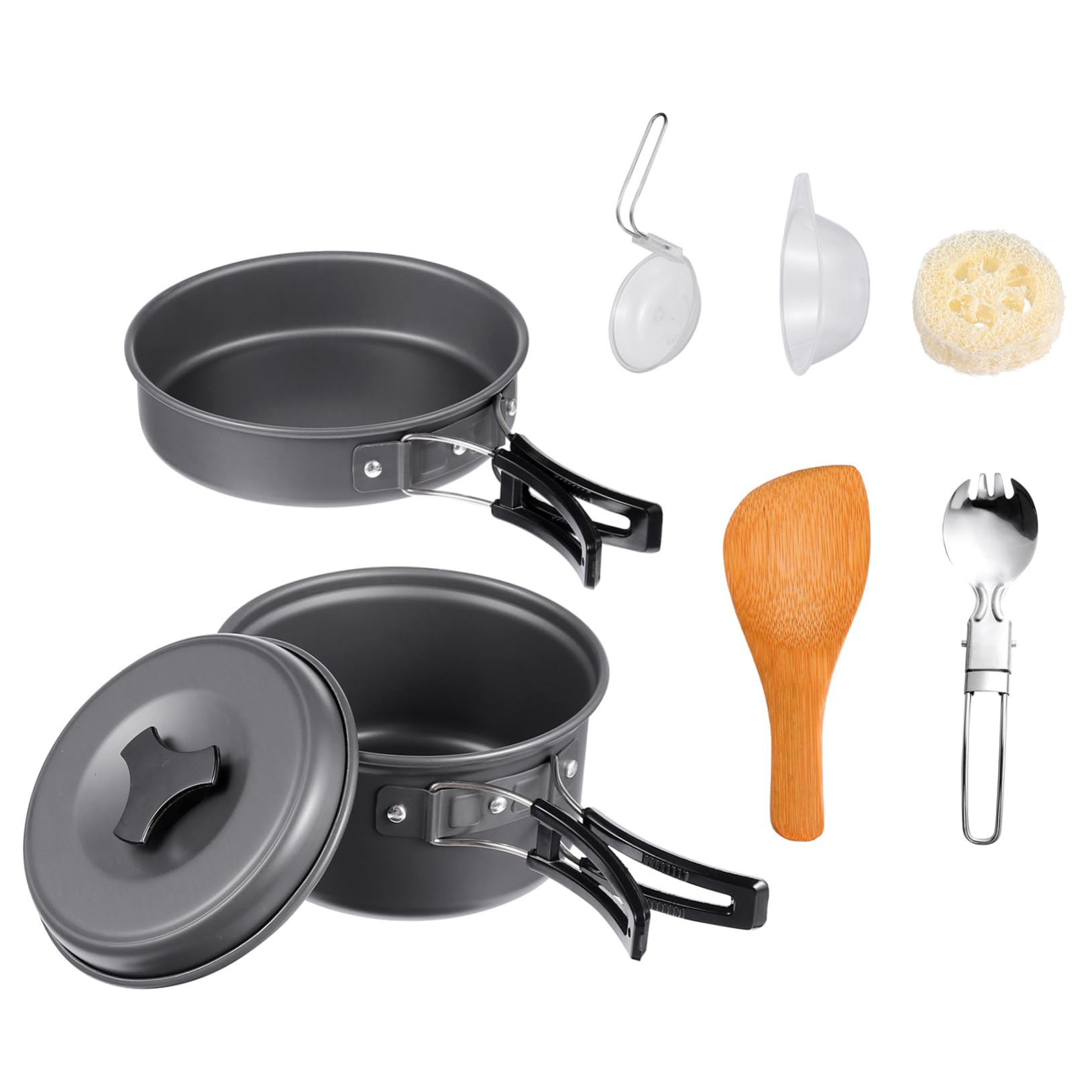 NAMOARLY Camping Pans Aluminum Camping Cookware Set Portable Outdoor Cooking Utensils