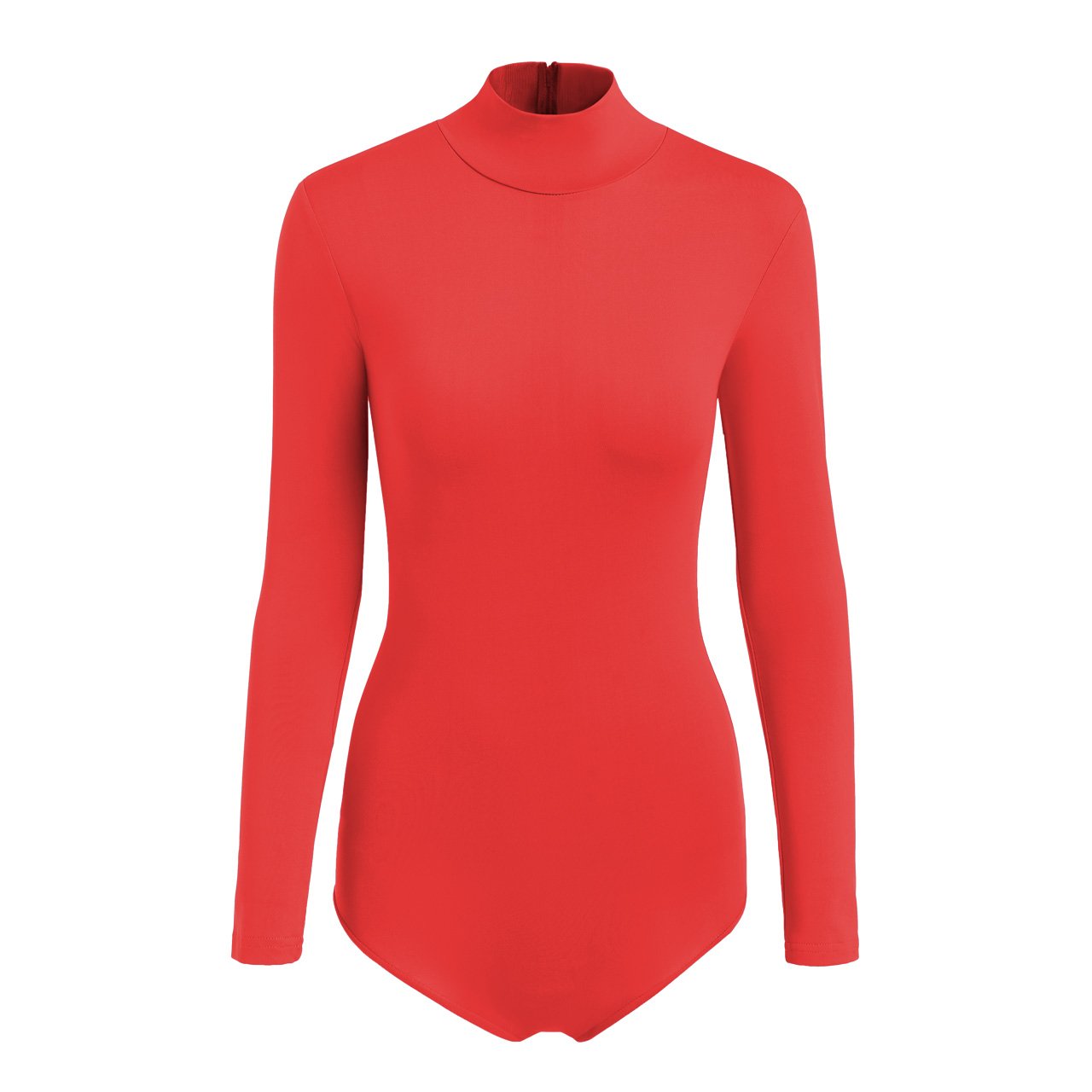SUPRNOWA Turtleneck Leotard Long Sleeves Spandex Dance Workout Fitness Bodysuit for Women