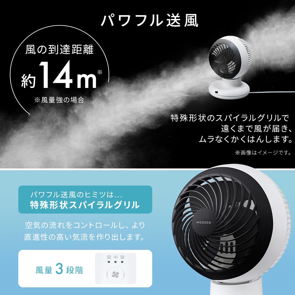 【Amazon.co.jp限定】洗える アイリスオーヤマ サーキュレーター 18畳 部屋干し 梅雨対策 節電 分解丸洗い 上下左右 首振り リモコン付き パワフルコンパクトサーキュレーターAC AZCF-BC15TEC-W - 3